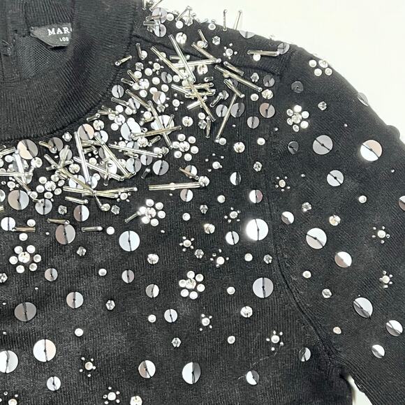 Marciano Sequin Beaded Mini Sweater Dress Size XS Black Pixie Long Sleeve Used - Picture 7 of 14